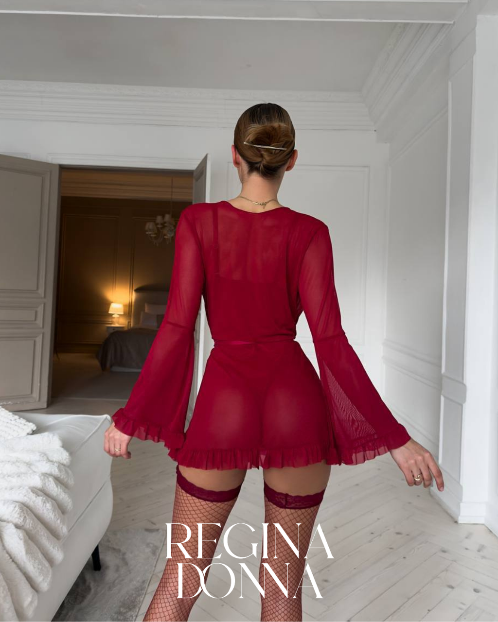 Regina Donna Kırmızı Sabahlık Set (Çorap dahil)