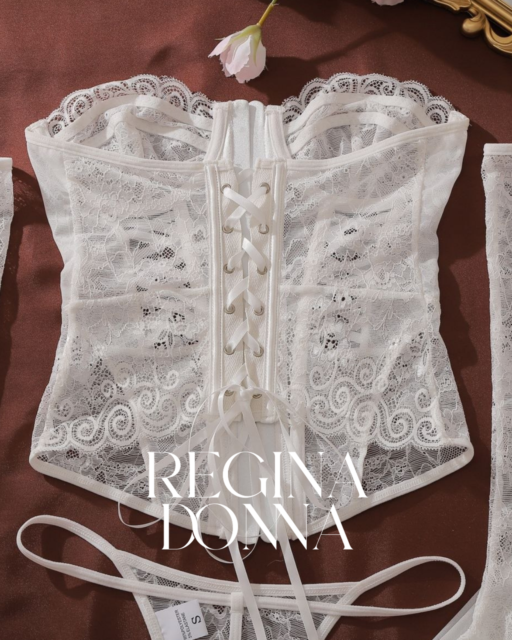 Bride Beyaz Korse Set (Eldiven, çorap dahil)