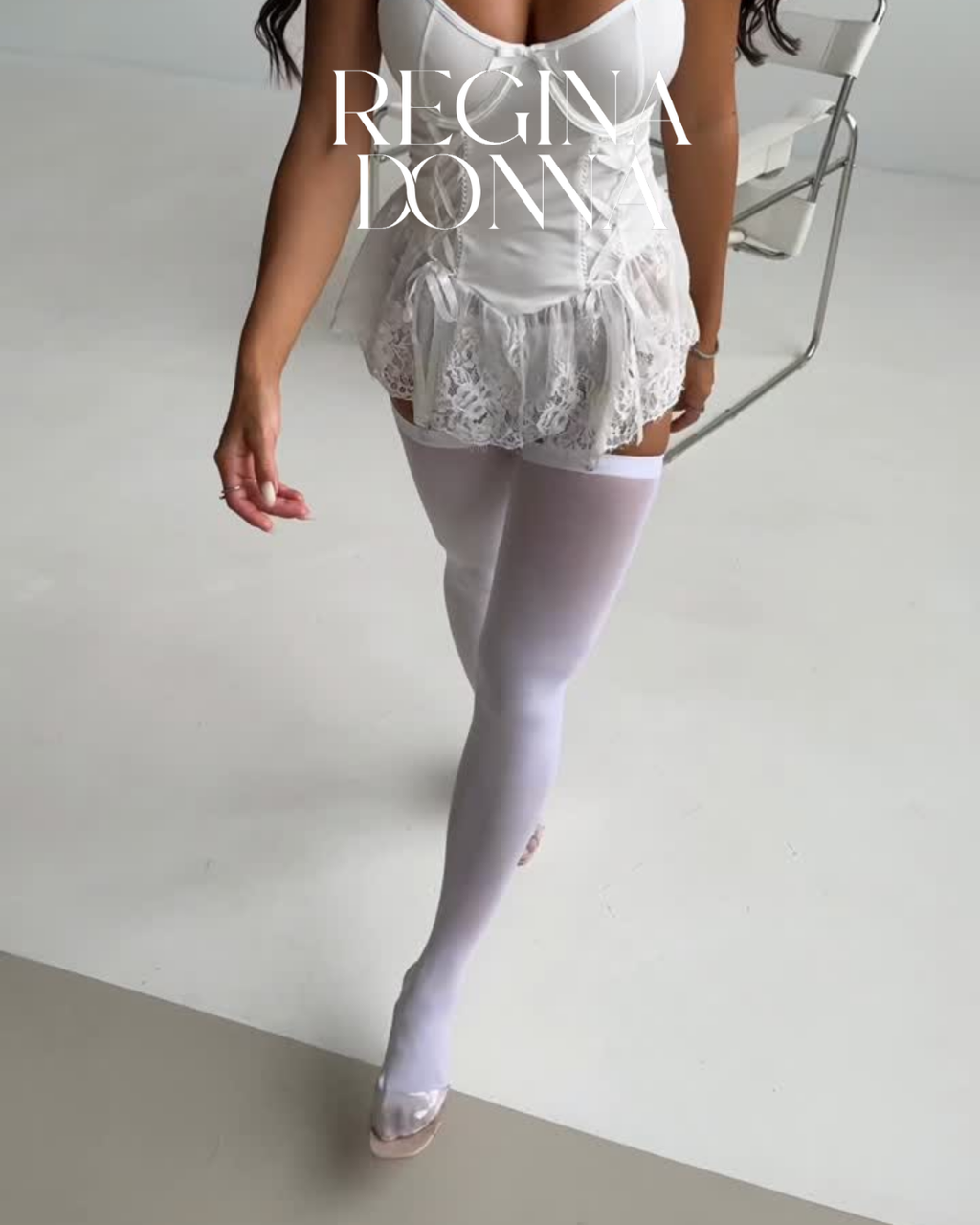 Venus Lace Beyaz Jartiyer Takım (Çorap dahil)