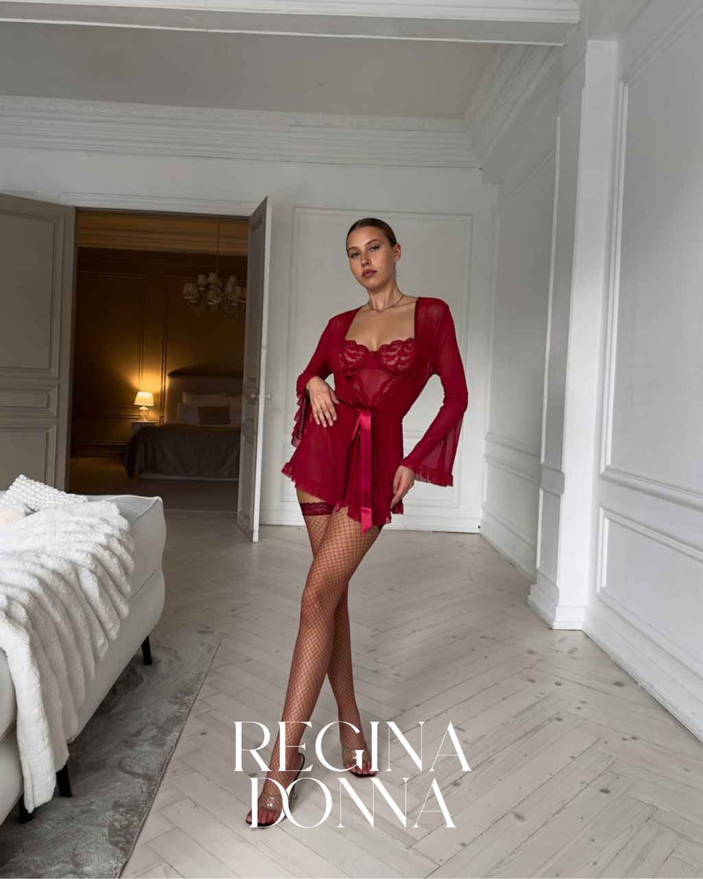 Regina Donna Kırmızı Sabahlık Set (Çorap dahil)