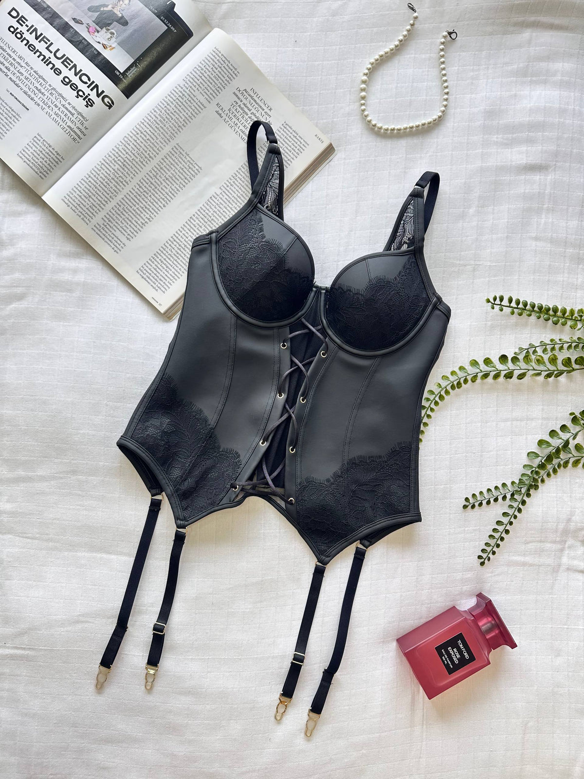 Premium Noir Chic İthal Korse Büstiyer