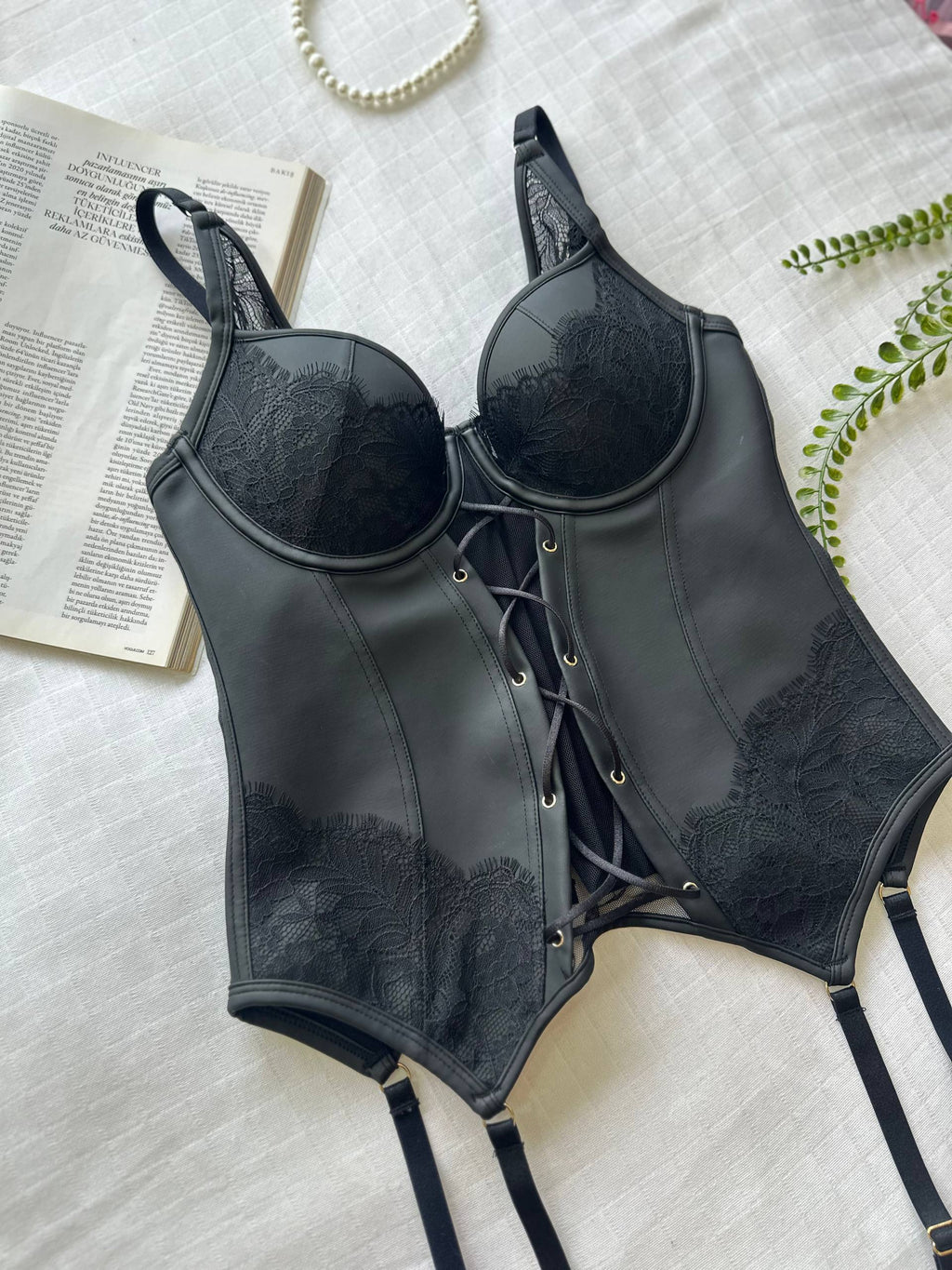 Premium Noir Chic İthal Korse Büstiyer
