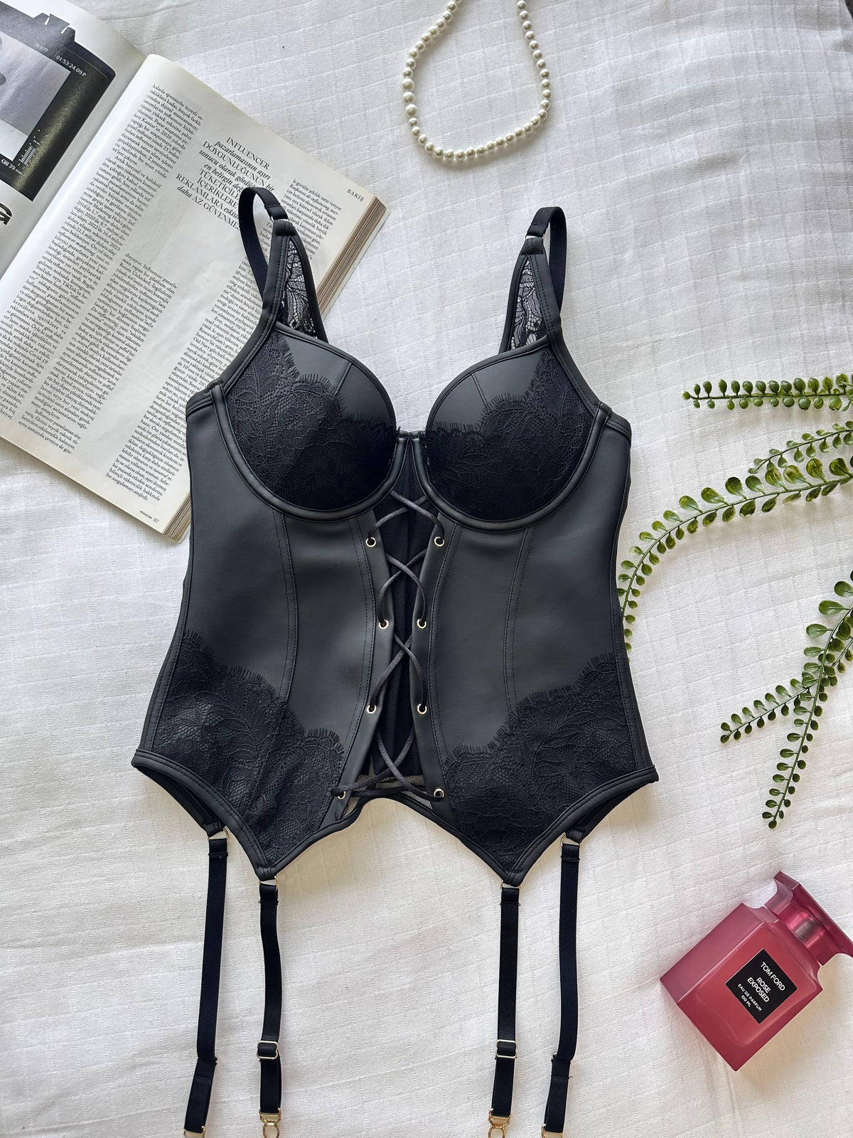 Premium Noir Chic İthal Korse Büstiyer